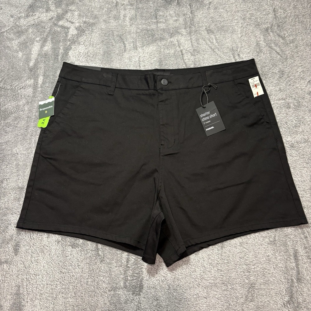 RSQ Chino Shorts Men Size 40 Black‎ Shorter Fit 5" Inseam Stretch Casual